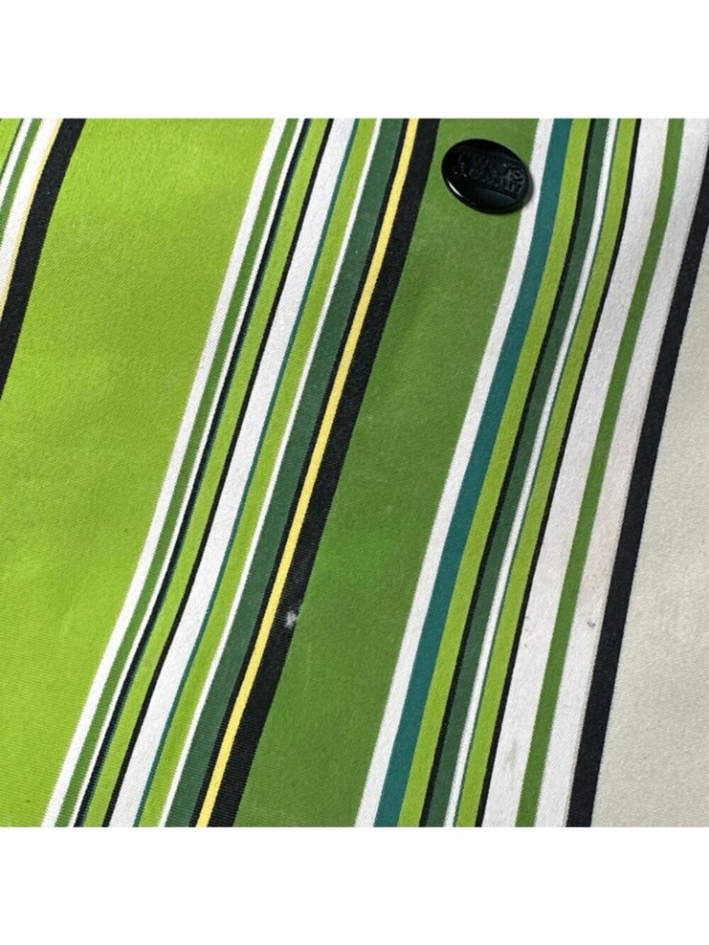 Twos Company Stripe Packable Beach Backpack Tote Vegan Green Black - Picture 6 of 13